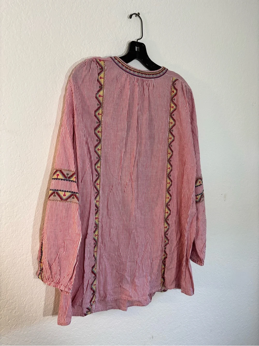 Tolani Collection Lauren Embroidered Blouse Pink White Striped Tunic Size XL - Picture 7 of 16